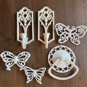 Vintage Homco Butterfly Bathroom Decor Set